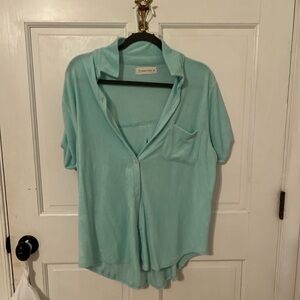 Ocean drive coral blue terry cloth button up shirt/coverup 🤍🤍